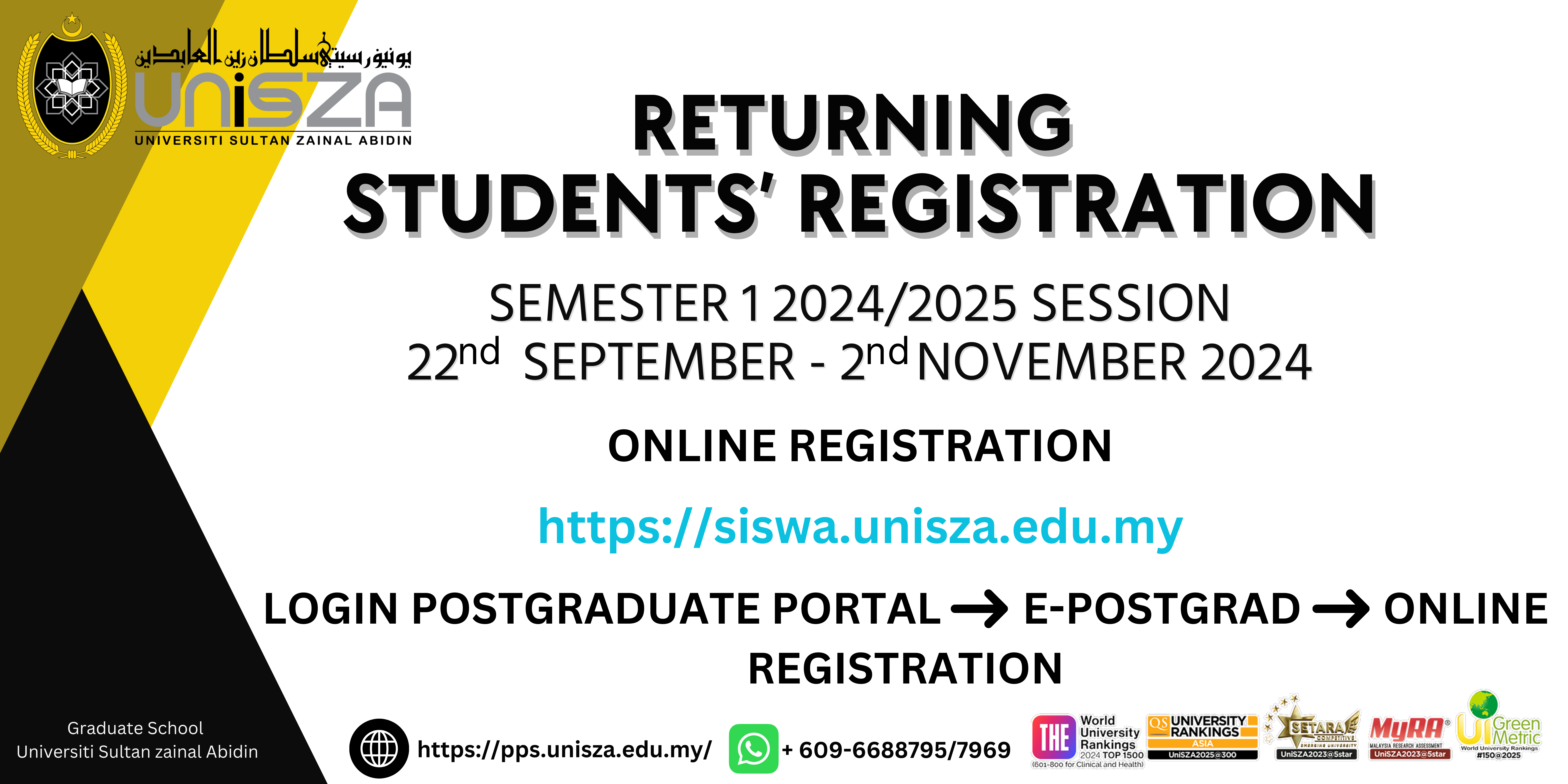 Returning Postgraduate Student Registration